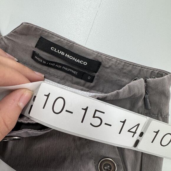 Club Monaco Pants Womens 0 Gray Button Front Straight Leg Nautical Sailor Style - Picture 3 of 7